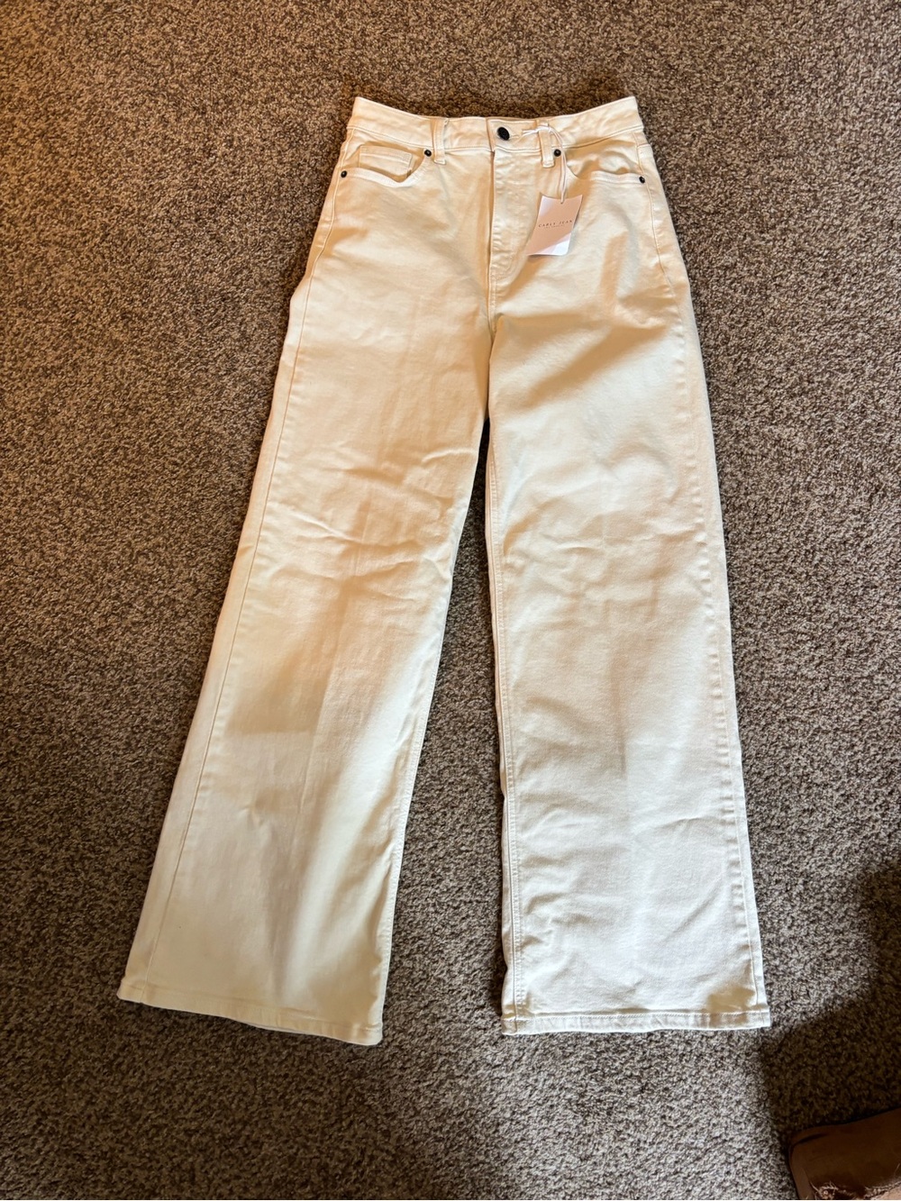 Carly Jean Los Angeles Holland Wide-Leg Cream Denim Jeans